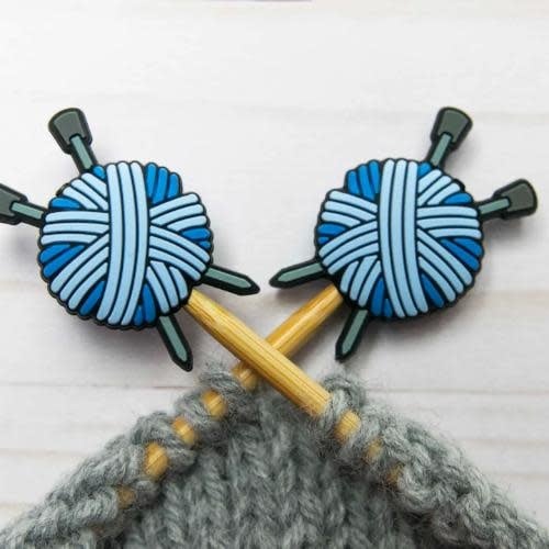 Blue Yarn Ball Stitch Stoppers-