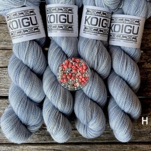 DIAMOND TEE yarn packs with beads Pale grey-