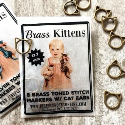 Medium kitten brass stitch markers