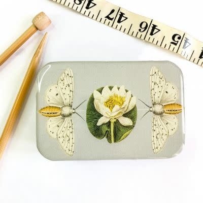 Moth and Lotus flower tin-