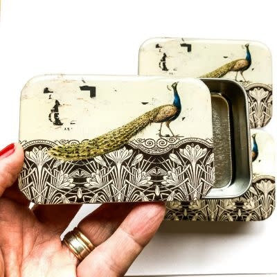 Peacock tin-